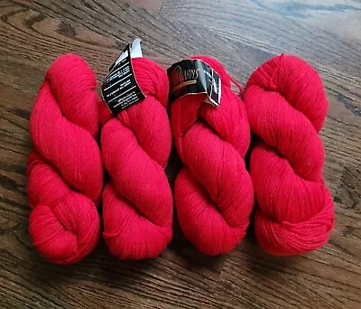 NEW 4 Hanks CASCADE 220 Yarn 100% Peruvian Highland Wool Christmas Red #8895 • $39.95