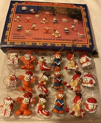 Garfield Set Of 18 Hand Painted Mini Christmas Ornaments With Box • $9.99