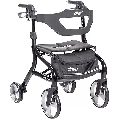 Drive Medical Nitro Sprint Foldable Rollator Walker Seat Standard Height Black • $228