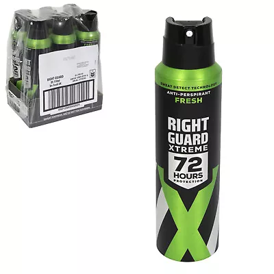 Right Guard Men Deodorant Xtreme Fresh 72 HOUR Anti-Perspirant Spray  6 X 150ML • £13.55