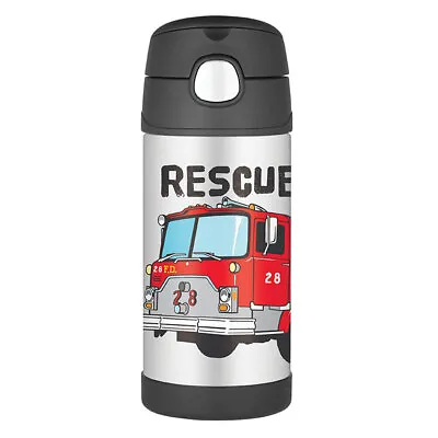 Thermos 355ml Funtainer Vacuum Insulated Drink Bottle Firetruck Stainless Steel • $26.10