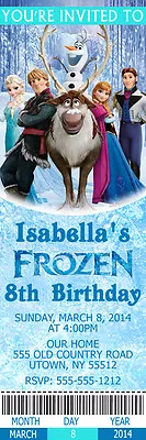 Printed Frozen Movie Custom Birthday Party Ticket Invitations • $1