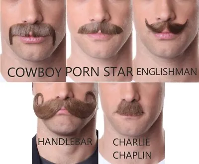 Charlie Chaplin Cowboy PornStar Englishman HandleBar Costume HumanHair Moustache • $8.88