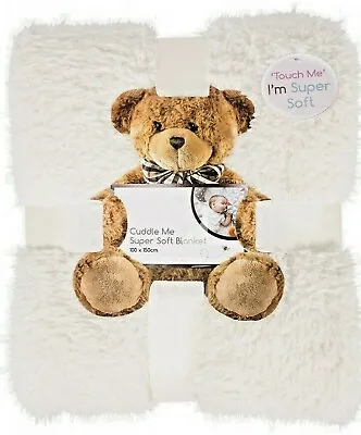 Baby Blanket Cuddle Me Teddy Fleece Wrap Super Soft  ~ First Steps ~ Cream ~ Abg • £11.99