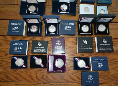 TWELVE Proof And BU Silver HALF & DOLLAR Commemoratives Marshalls Generals Etc • $320