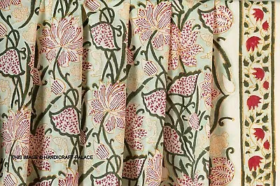 3 Yards Indian Hand Block Print Fabric 100% Cotton Fabric Dress Material Green • £11.39