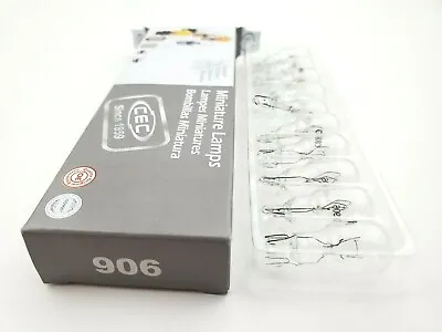 Box Of 10 CEC 906 Miniature Lamps 13 Volt 9.315 Watt Glass Wedge Base 1000 HRS • $10.99