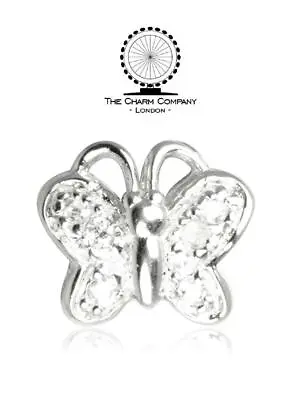 Genuine CHARM COMPANY 925 Sterling Silver CZ BUTTERFLY Charm Bead • £12.99