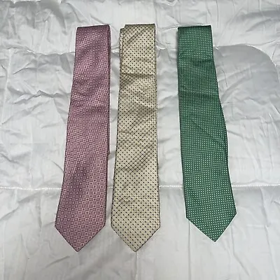 Nordstrom Silk Neck Ties (LOT OF 3) Green Pink Ivory • $21