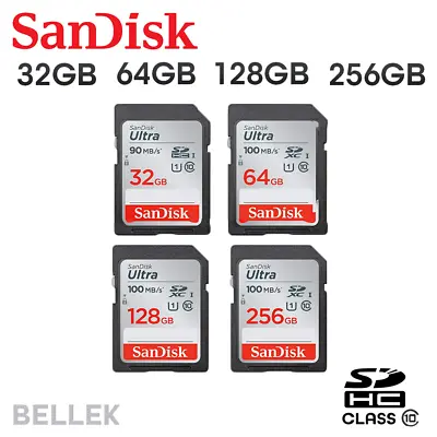 £8.99 • Buy SanDisk Ultra SD Card 16GB 32GB 64GB 128GB 256GB SDHC Class 10 For Cameras
