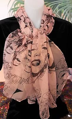 Pretty In Pink Marilyn Monroe Head Print  Chiffon Scarf Shawl Wraps #504 • $12.95