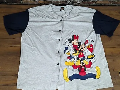 Vintage Disney Mickey Unlimited Baseball Jersey Shirt Minnie Goofy Donald Daisy • $37.99