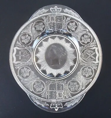 Antique Victorian Queen Victoria Glass Platter Plate 19th Century • $59.99