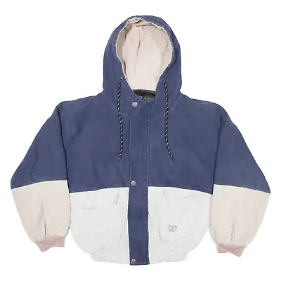 ZAFUL Cropped Womens Corduroy Jacket Blue Hooded Colourblock UK 8 • £19.99