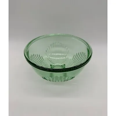 Vintage Mixing Bowl Green Glass Flower Petals Serving Dish Farmhouse Cottagecore • $16