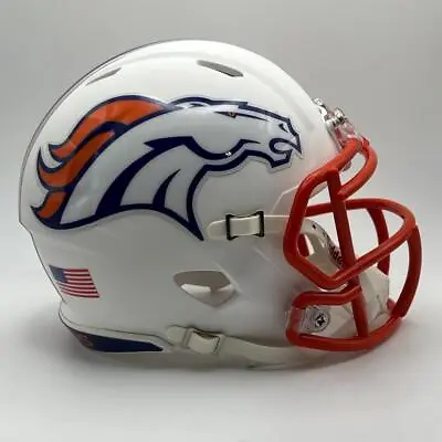 Denver Broncos CUSTOM Matte White - Orange Facemask Mini Football Helmet • $65