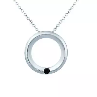 Circle Of Love Black Diamond Pendant In 14K White Gold • $135