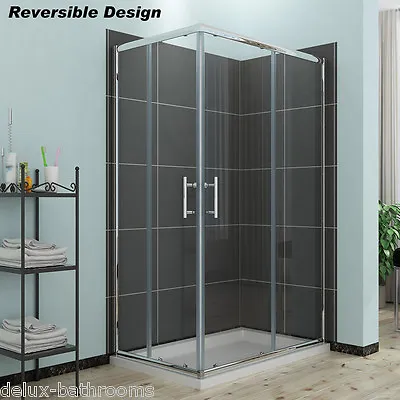 Corner Entry Shower Enclosure And Tray Walk In Cubicle Sliding Door Glass Screen • £143.99