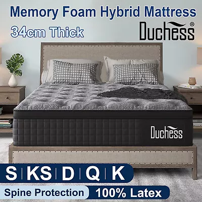 Duchess Mattress 5 Zone Queen Pocket Spring Latex Foam Medium Firm 34cm ALL SIZE • $169