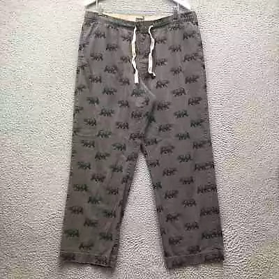 Eddie Bauer Bears Flannel Sweatpants Men Large L Drawstrings Pockets Black Gray* • $19.99