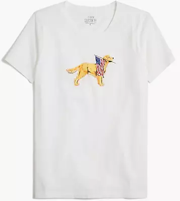 J.CREW Collector USA Flag Golden Retriever Dog Art Tee Shirt Sz XS NWT $45 Ma • $24