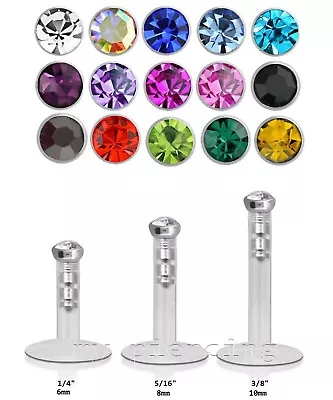  16G Bio-Flex Push-In Surgical Steel 2mm Gem Top Labret Monroe Tragus Piercing • $2.48