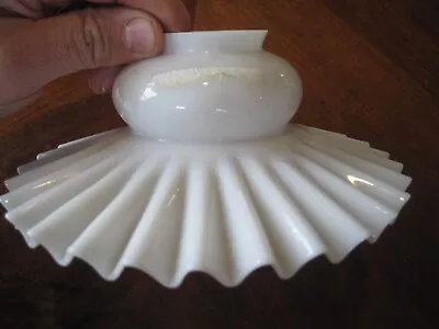 Vintage Antique Ruffled White Milk Glass Cone Pendant Light Lamp Shade Lens • $13.50