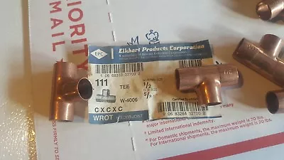 25 NOS 1/2 Inch Copper T Plumbing  Fittings Sweat Made In U.S.A. • $21.95