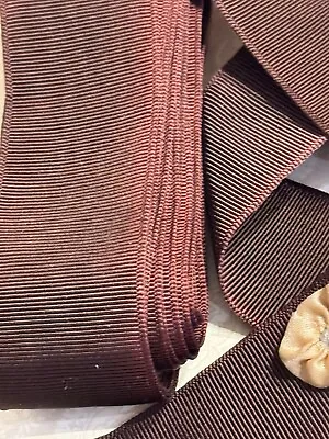 Vintage Rayon Cotton  Dark Burgundy Grosgrain 1 1/4  W Ribbon Trim By The Yard • $8.99