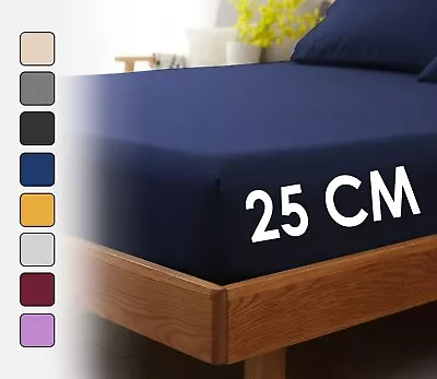 Deep Fitted Sheet Luxury Bed Sheets Mattress Double Single Super King All Sizes • £0.99