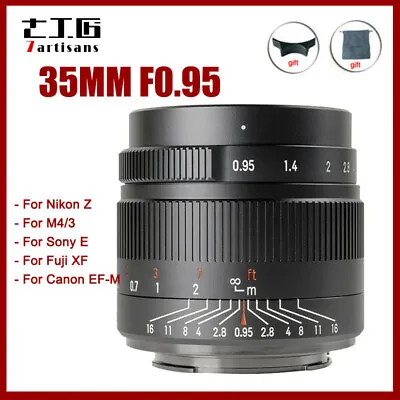 7artisans 35mm F0.95 APS-C Camera Manual Focus Lens For Canon Nikon Sony Fuji • $249