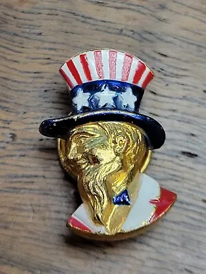 Vintage Uncle Sam Political Pin Screw Back Gold Tone • $24.99