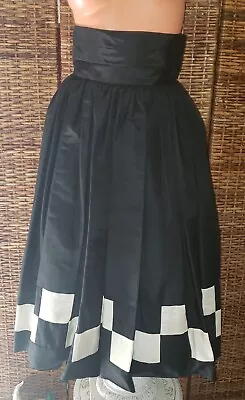 Vintage 50's Unfinished Crinoline Black White A-Line Bust High Skirt MCM Sz S • $10