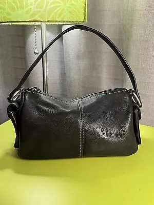 Vintage Black Leather Fossil Hand Bag 11.25x7x5” Small Hobo Style EUC Very Clean • $27.50