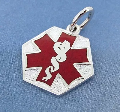 Sterling Silver Red Enamel Medic Medical Alert Pendant/Charm • $8.99