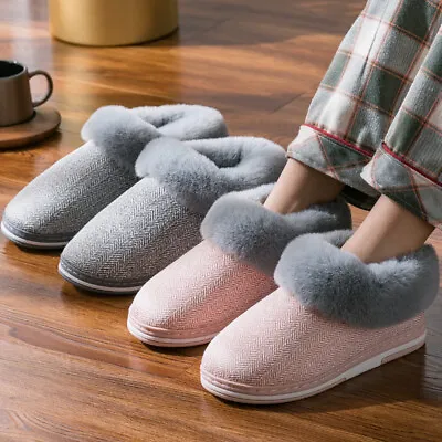 £12.99 • Buy Ladies Memory Foam Slippers Faux Fur Winter Warm Full Collar Boots Shoes Size