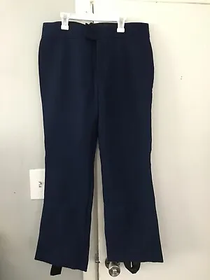 Vintage Men's Edelweiss Ski Snow Pants Stirrups Navy Blue Size 34 Nylon Wool • $19.99