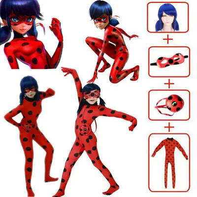 2023 New Girls Ladybug Jumpsuit Outfits Cos Tight Costume Kids PartyFancy Dress • £11.75