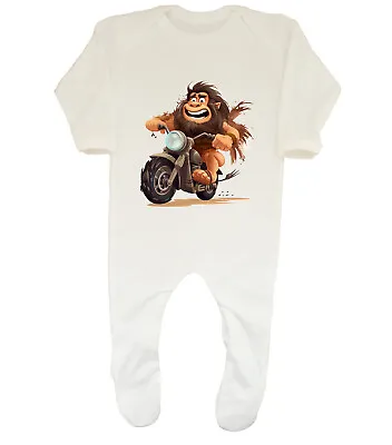 Caveman Biker Baby Grow Sleepsuit Motorbike Rider Prehistoric Human Boys Girls • £9.99