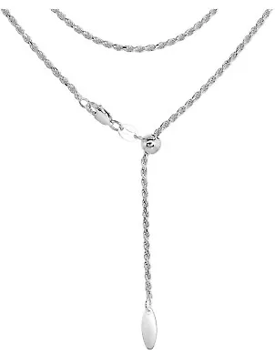 Solid Sterling Silver Adjustable Rope Chain Necklace 925 Silver Chain UNISEX • $20.99