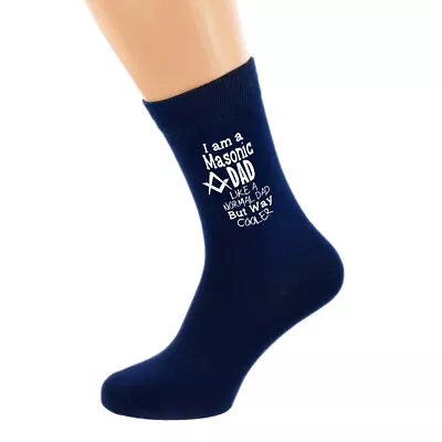 I Am A Masonic But Way Cooler Dad Navy Socks UK 5-12 - N1102 • $6.15