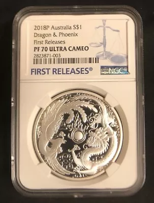 $239 • Buy 2018 1oz Australia Dragon And Phoenix Silver NGC PF70 Ultra Cameo First Releases