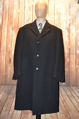 Jos A Bank Men 100% Black Wool 3 Front Button Overcoat Size 38S • $106.25
