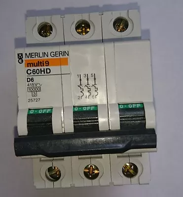 Merlin Gerin Multi 9 C60HD D6 415V Triple Pole MCB  • £5.50