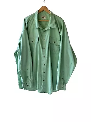 Cabellas Shirt Mens 4XL Green Button Down Safari Long Sleeve Pocketed Outdoor • $18.15