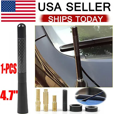 $7.35 • Buy Universal 4.7  Car Antenna Carbon Fiber Radio FM Antena Black Kit Screw USA