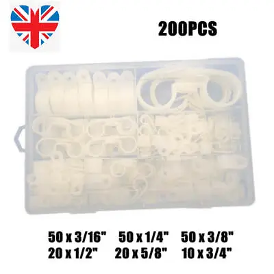 £11.99 • Buy (200) P Clips White Nylon Fasteners Car Brake Pipe Wire Plastic Cable Clamp Hose