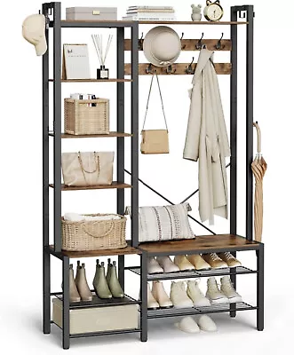 Entryway Bench And Coat Rack And Shoe Rack And 5 Storage Shelves • $149.99