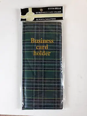 Plaid Vinyl Vintage Business Bi-Fold Business Card Holder Holds 96 Cards (Green) • $9.45