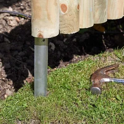 Log Roll Galvanised Stakes Packs Of 3 Boarding Edging Lawn Edging Support 30cm • £11.99